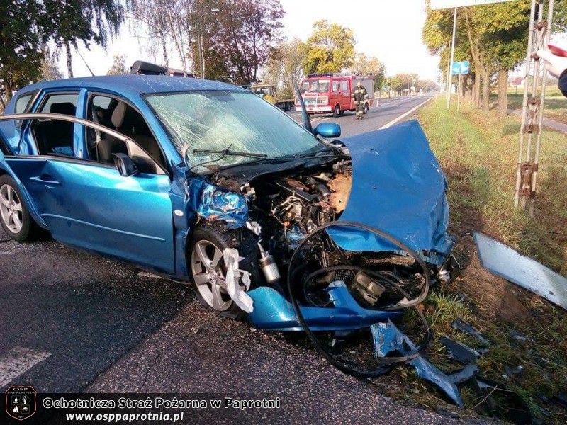 Wypadek na trasie krajowej 92 w miejscowości Topołowa 