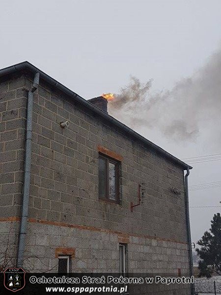 Pożar sadzy w przewodzie kominowym
