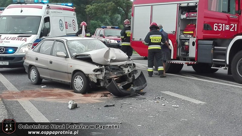 Wypadek na E92 w Paprotni